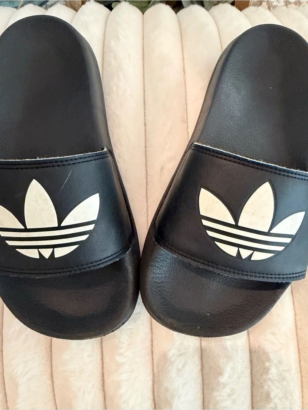 Boys Black Adidas Slide Sandals with White Logo